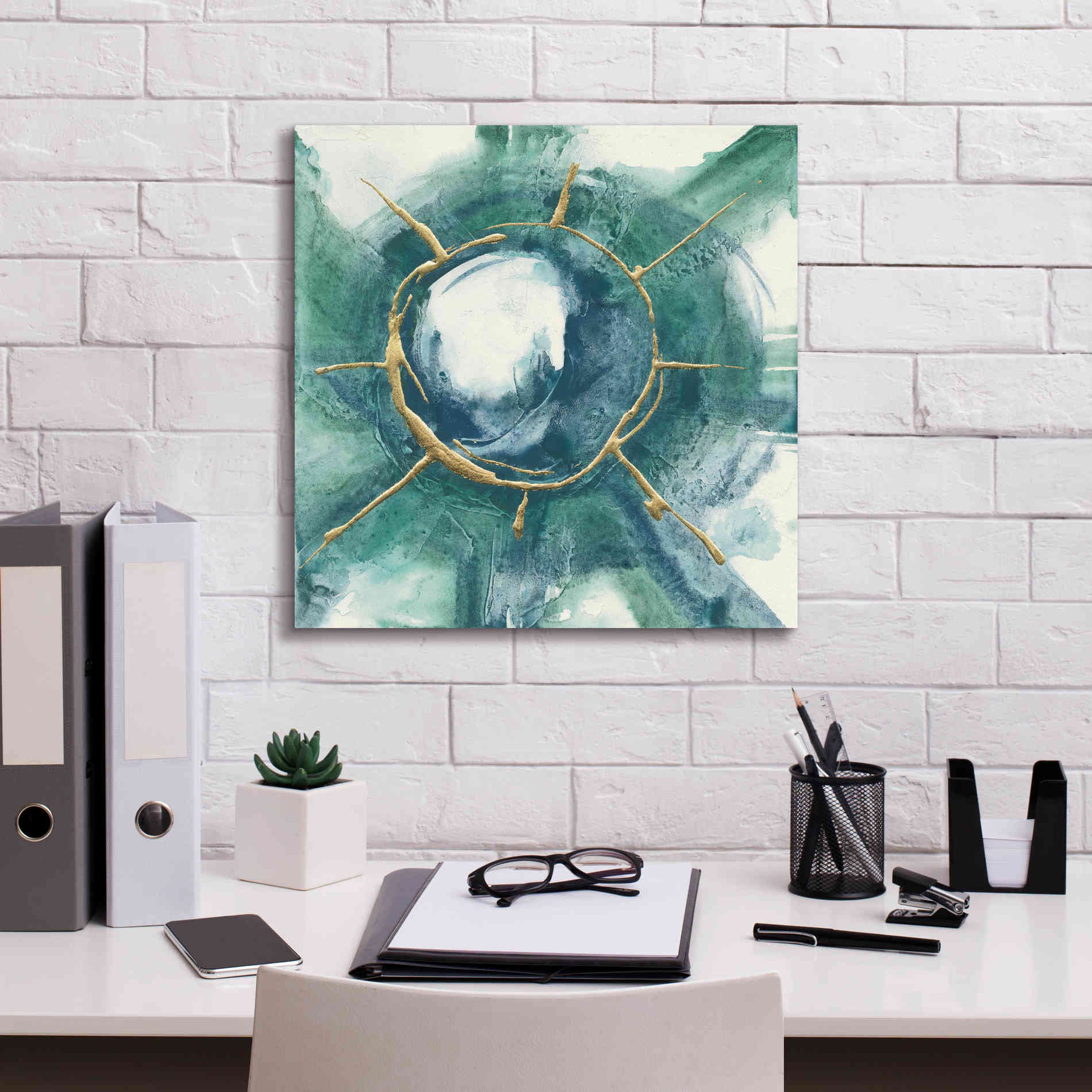 'Dharma Wheel II' by Chris Paschke, Giclee Canvas Wall Art,18 x 18