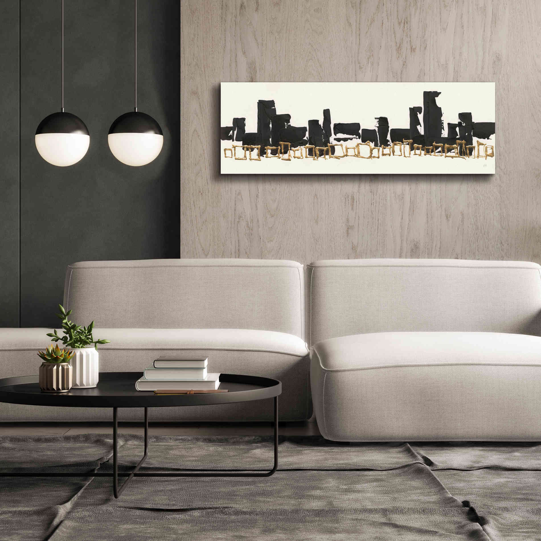 'Gilded Boxes I' by Chris Paschke, Giclee Canvas Wall Art,60 x 20