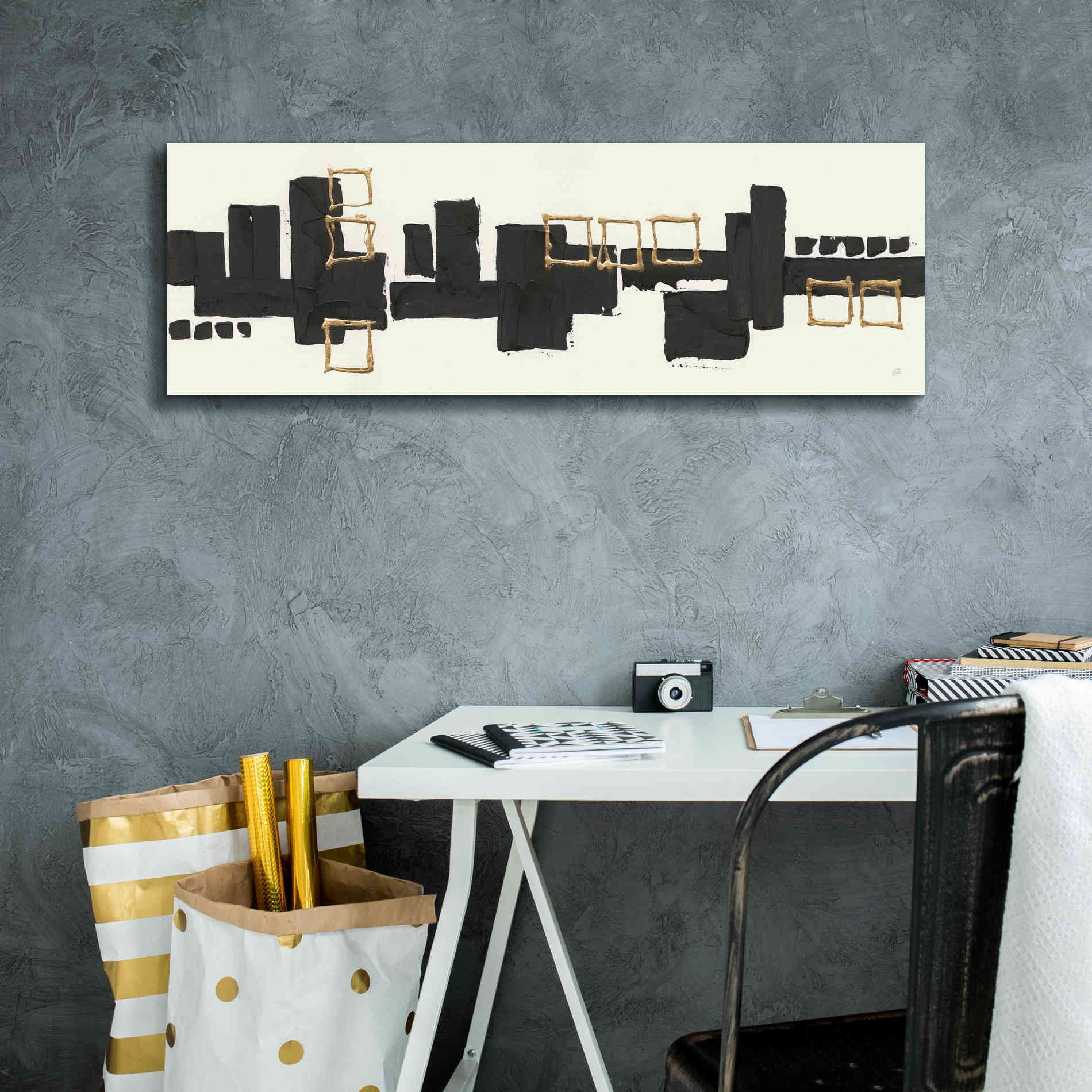 'Gilded Boxes II' by Chris Paschke, Giclee Canvas Wall Art,36 x 12