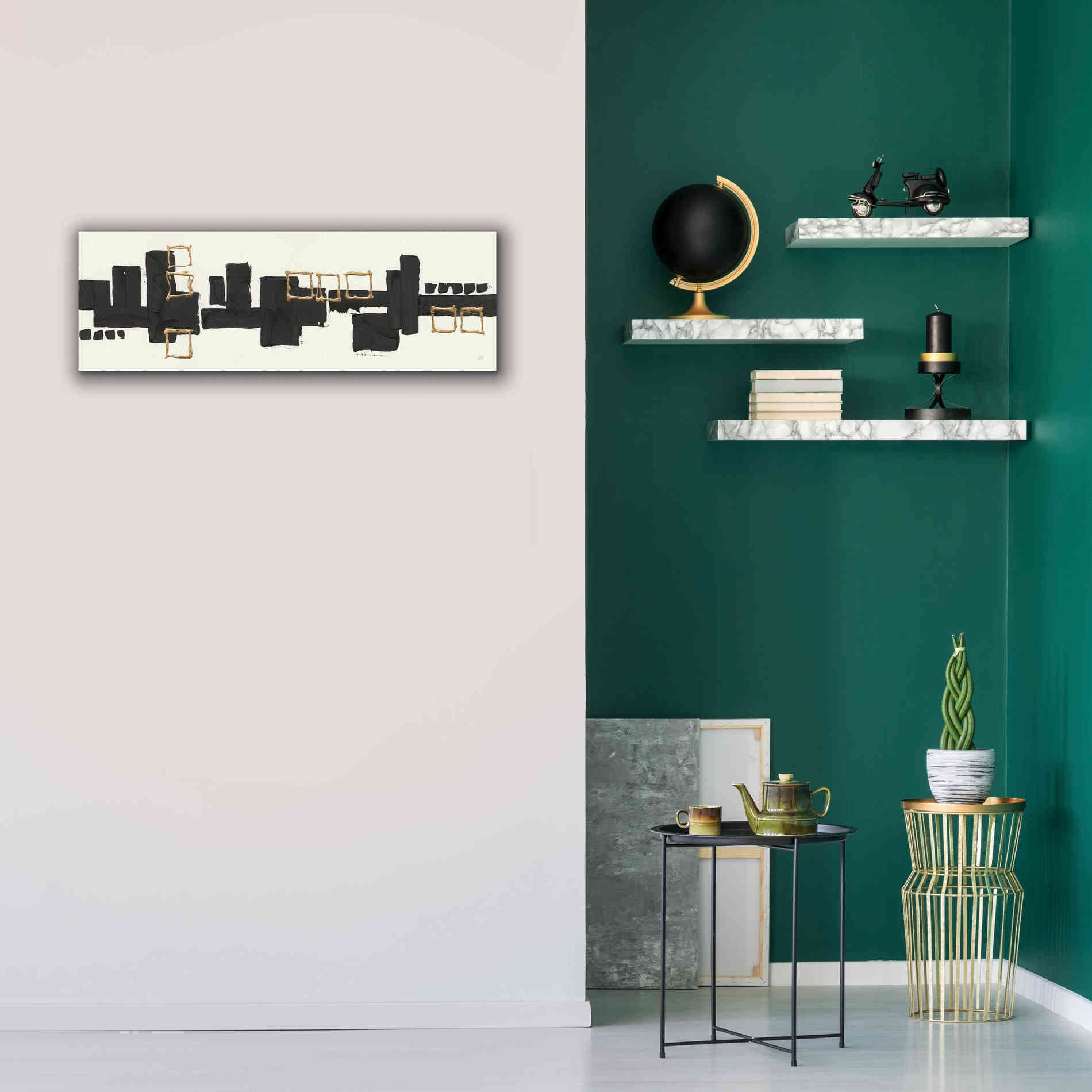 'Gilded Boxes II' by Chris Paschke, Giclee Canvas Wall Art,36 x 12