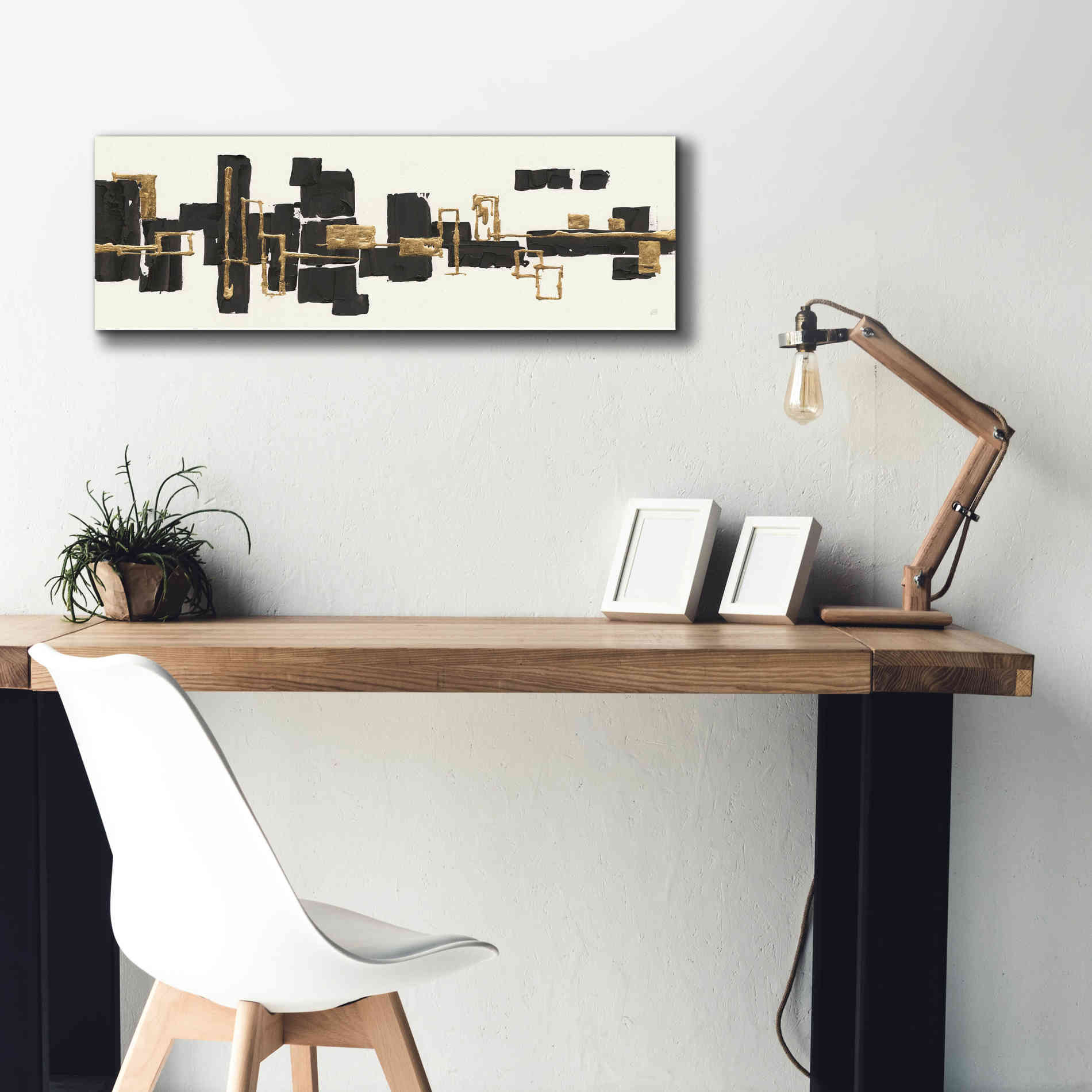 'Gilded Boxes III' by Chris Paschke, Giclee Canvas Wall Art,36 x 12