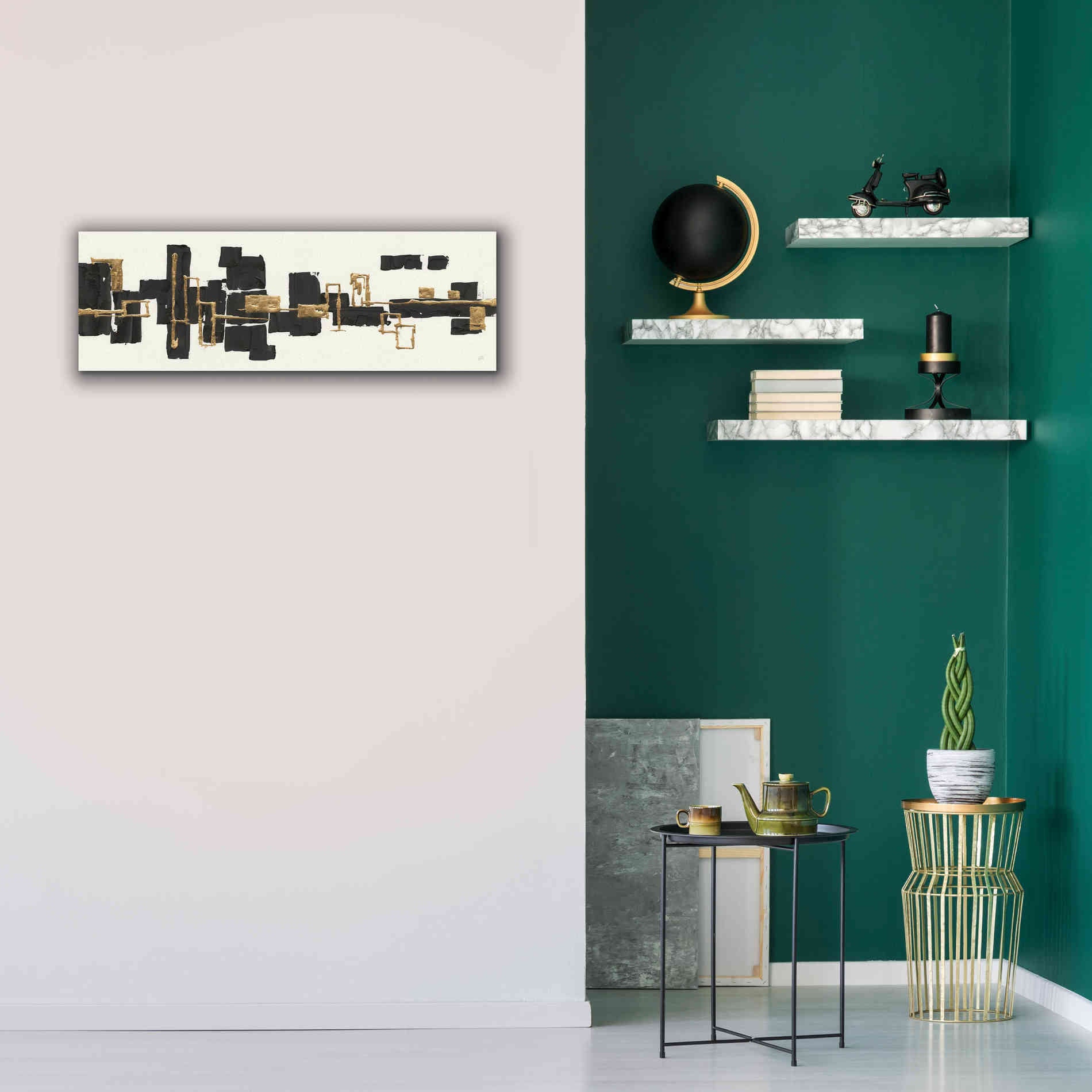 'Gilded Boxes III' by Chris Paschke, Giclee Canvas Wall Art,36 x 12