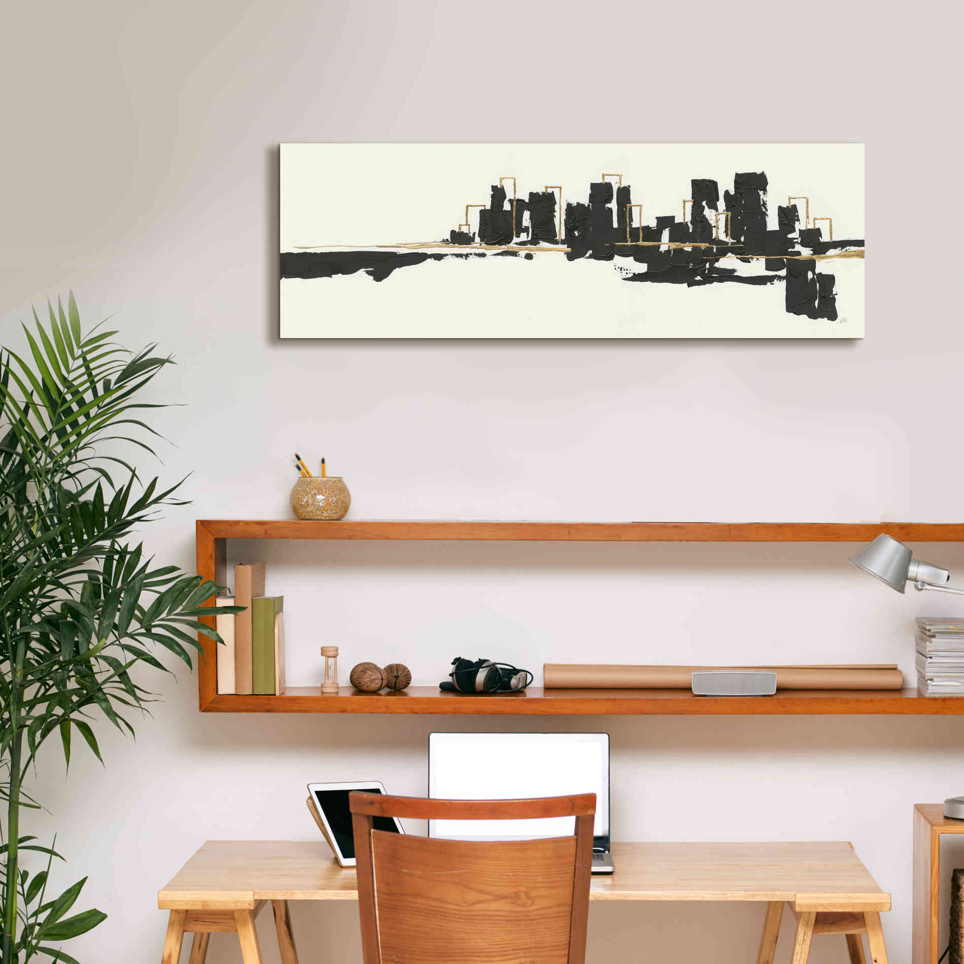 'Gilded City I' by Chris Paschke, Giclee Canvas Wall Art,36 x 12