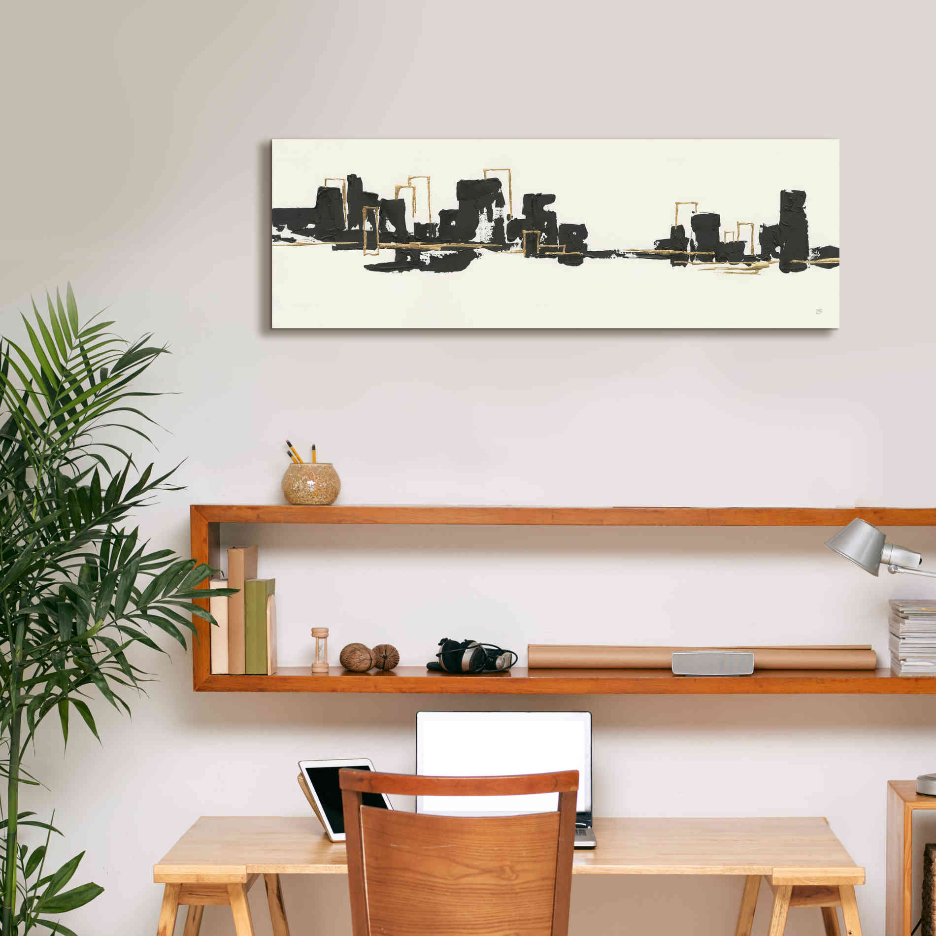 'Gilded City II' by Chris Paschke, Giclee Canvas Wall Art,36 x 12