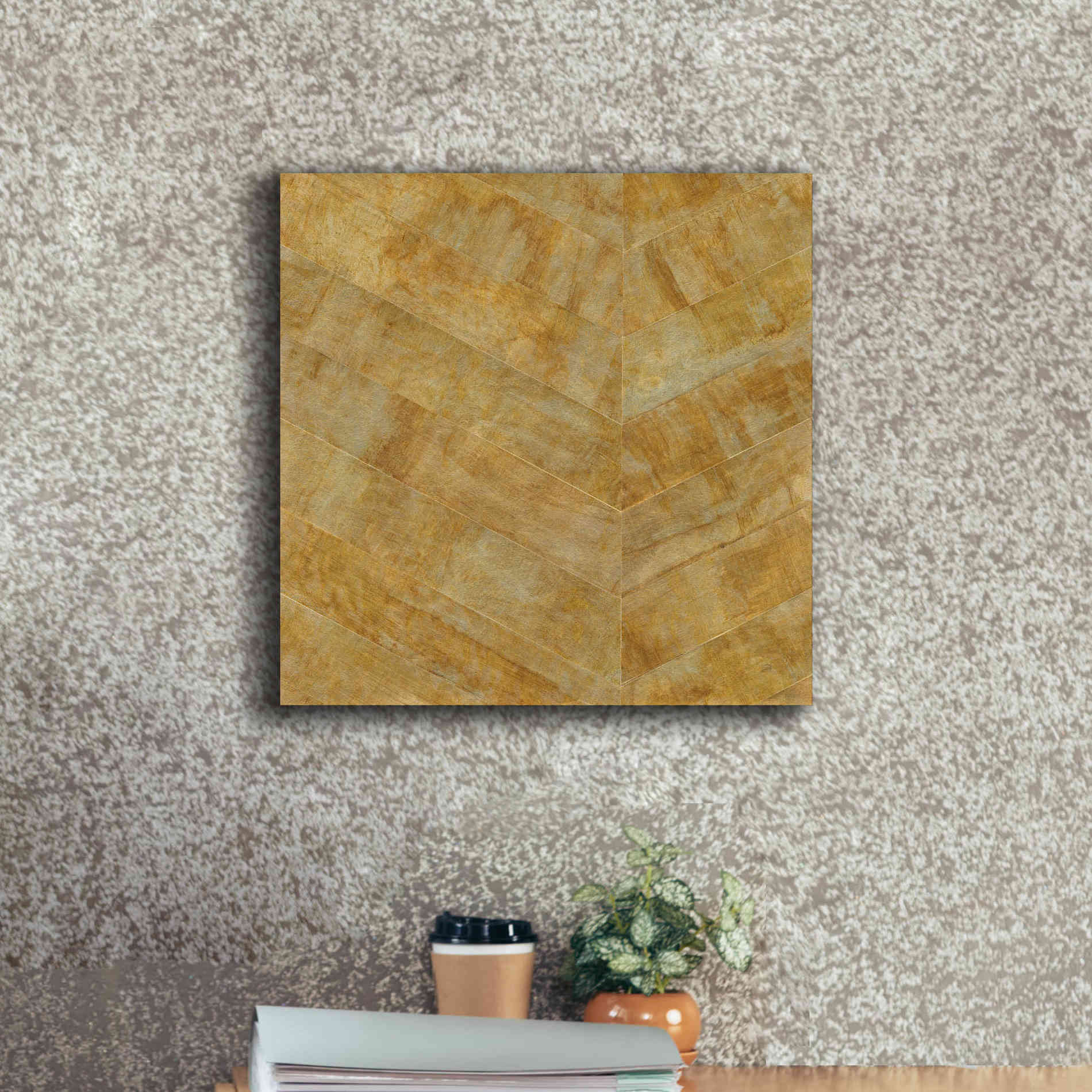 'Gilded Herringbone I' by Chris Paschke, Giclee Canvas Wall Art,18 x 18