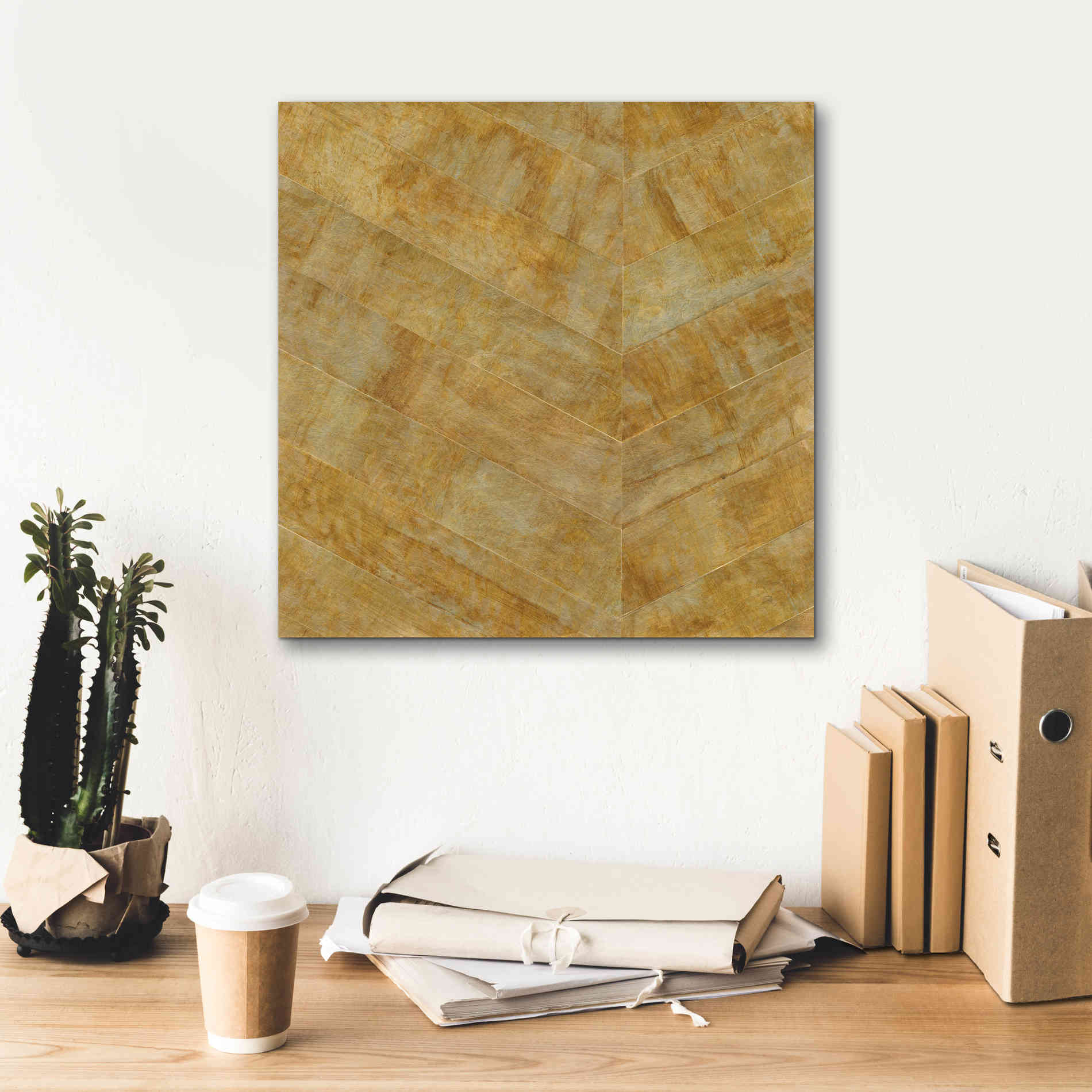 'Gilded Herringbone I' by Chris Paschke, Giclee Canvas Wall Art,18 x 18