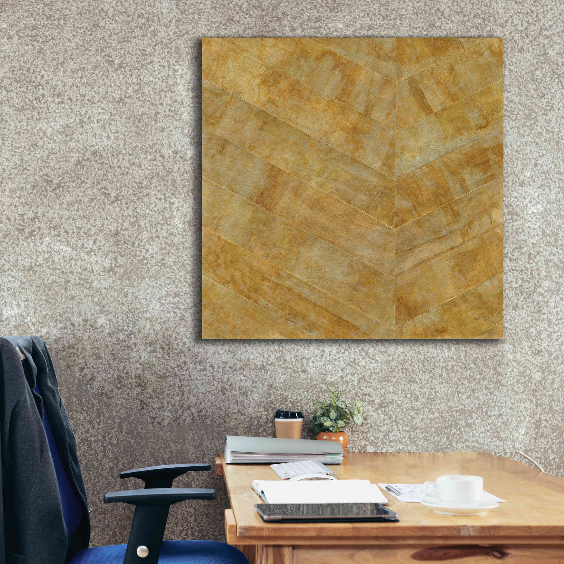 'Gilded Herringbone I' by Chris Paschke, Giclee Canvas Wall Art,37 x 37