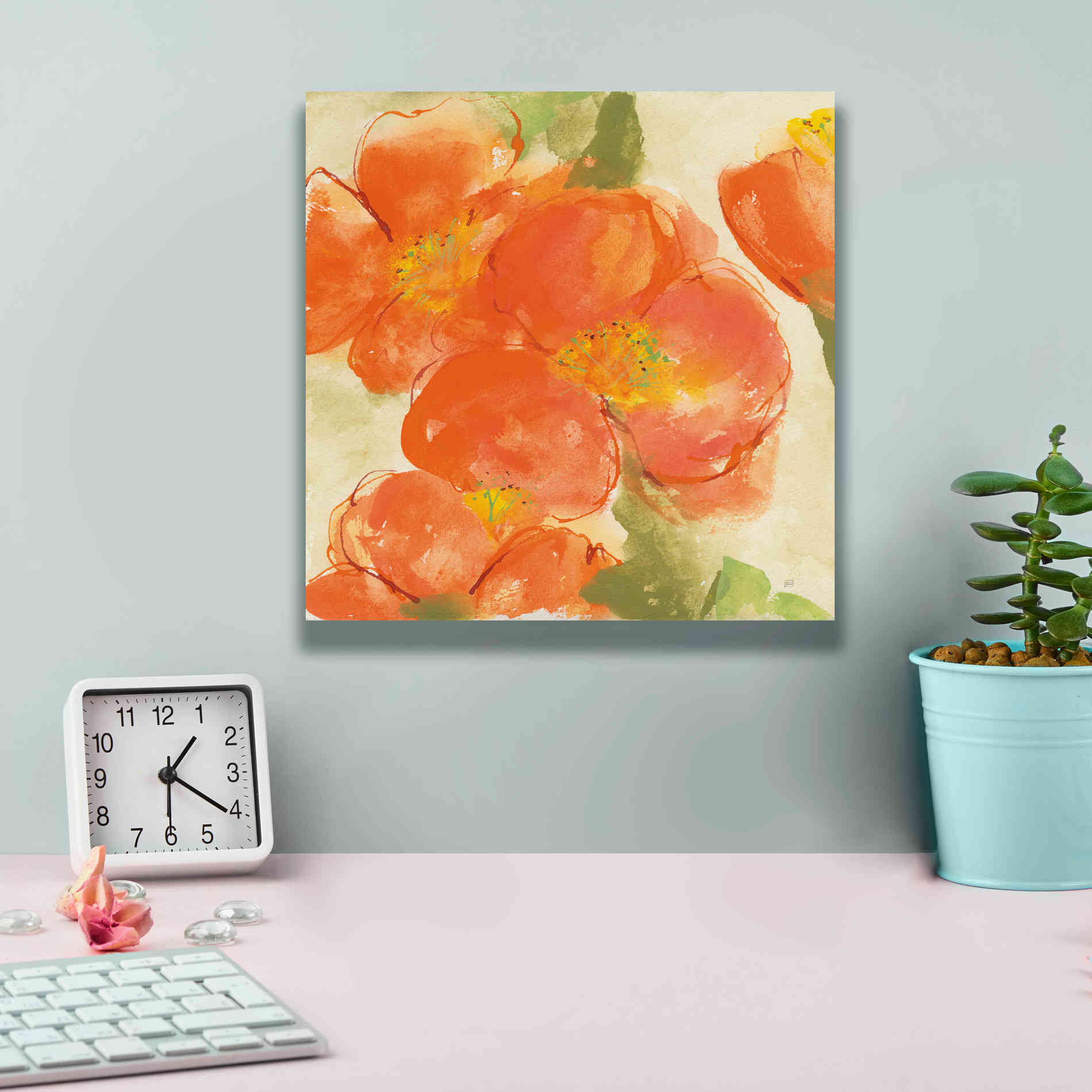 'Tangerine Poppies I' by Chris Paschke, Giclee Canvas Wall Art,12 x 12