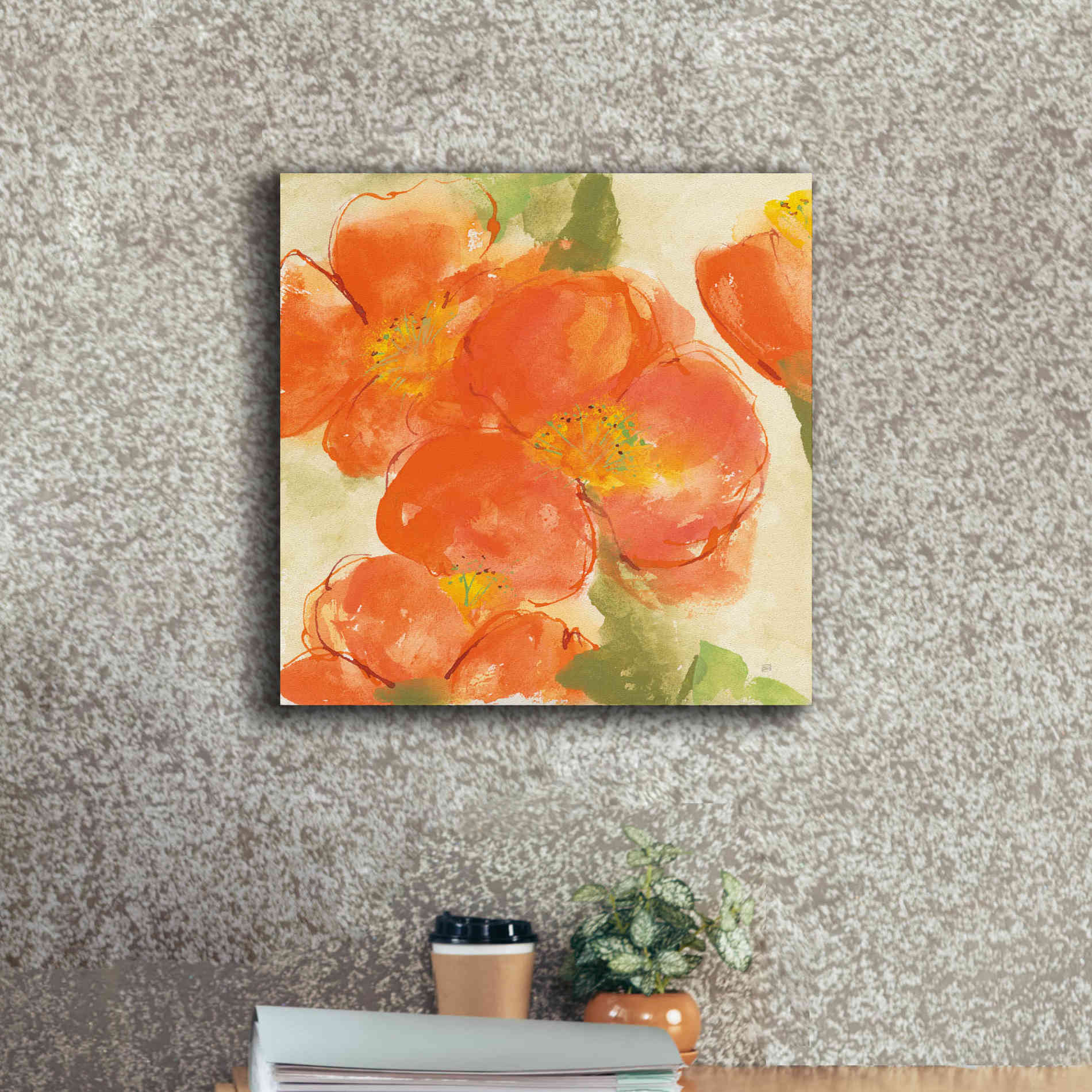 'Tangerine Poppies I' by Chris Paschke, Giclee Canvas Wall Art,18 x 18