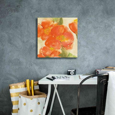 Image of 'Tangerine Poppies I' by Chris Paschke, Giclee Canvas Wall Art,18 x 18