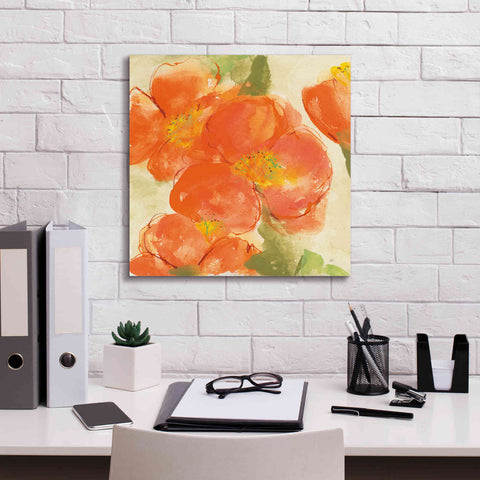 Image of 'Tangerine Poppies I' by Chris Paschke, Giclee Canvas Wall Art,18 x 18