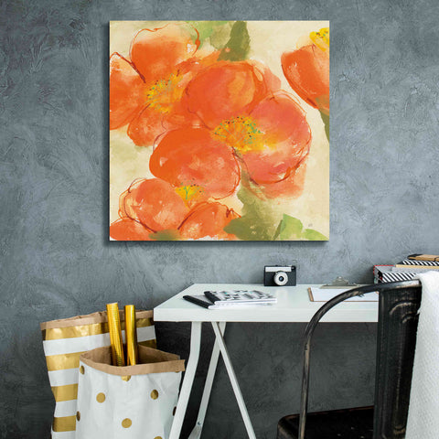 Image of 'Tangerine Poppies I' by Chris Paschke, Giclee Canvas Wall Art,26 x 26