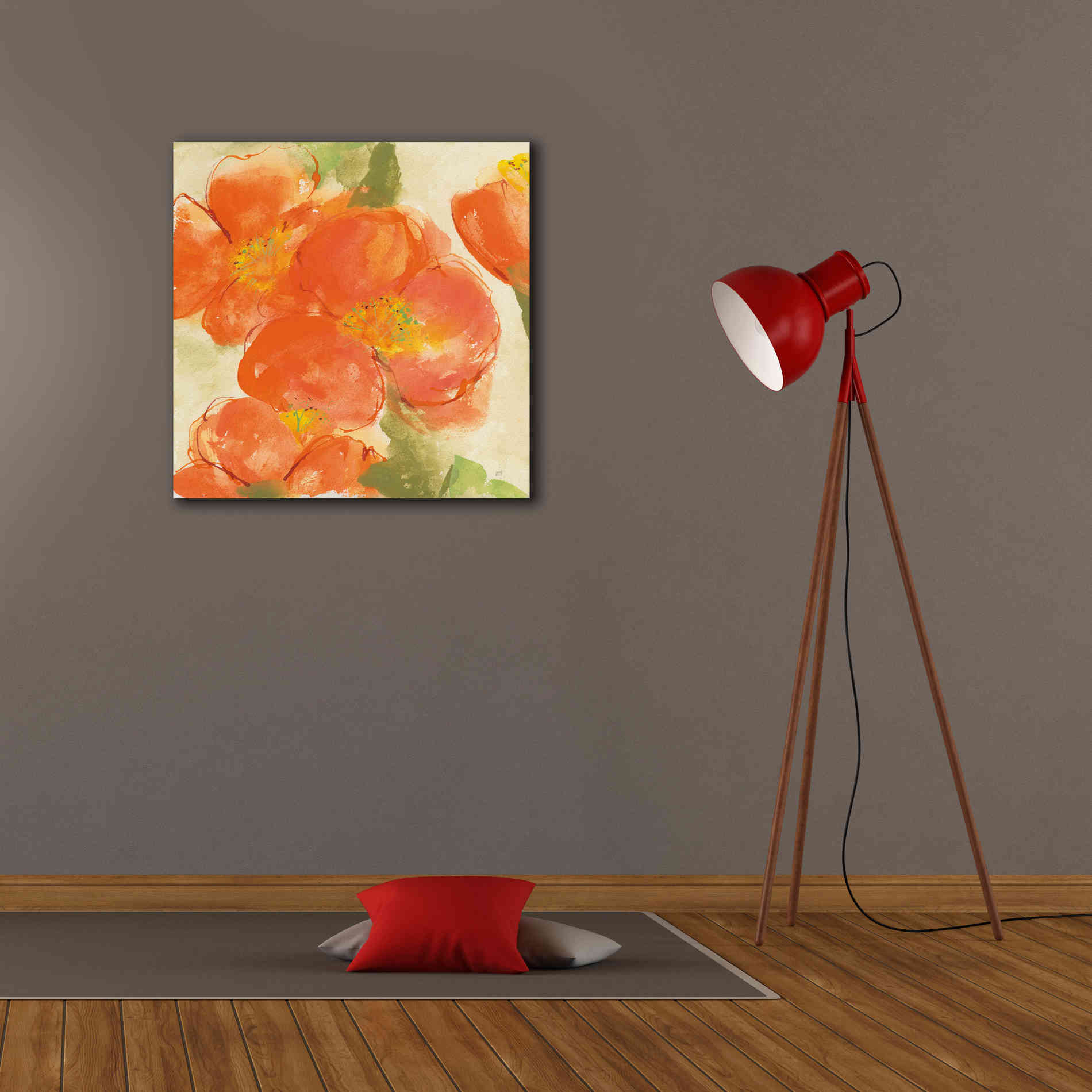 'Tangerine Poppies I' by Chris Paschke, Giclee Canvas Wall Art,26 x 26