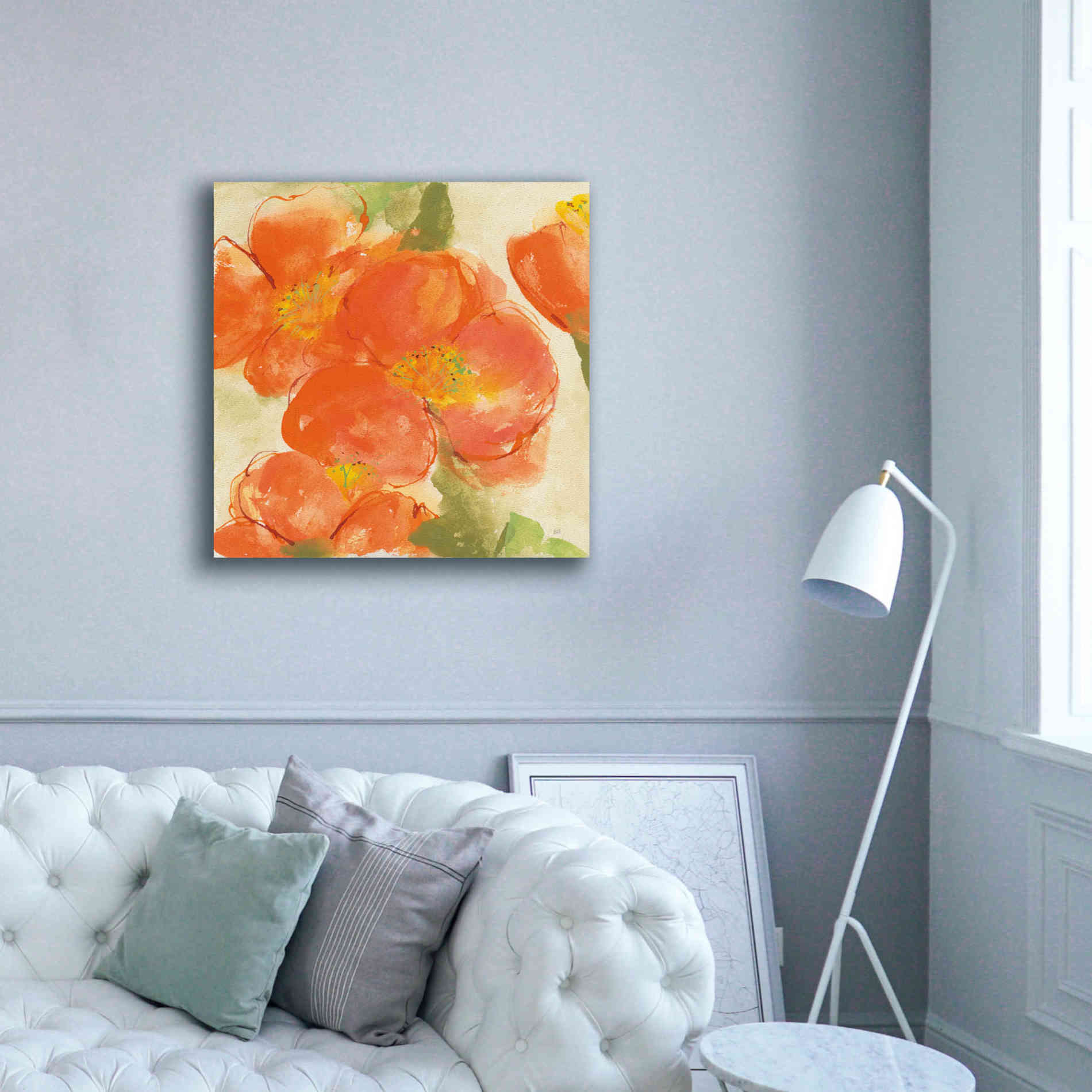 'Tangerine Poppies I' by Chris Paschke, Giclee Canvas Wall Art,37 x 37