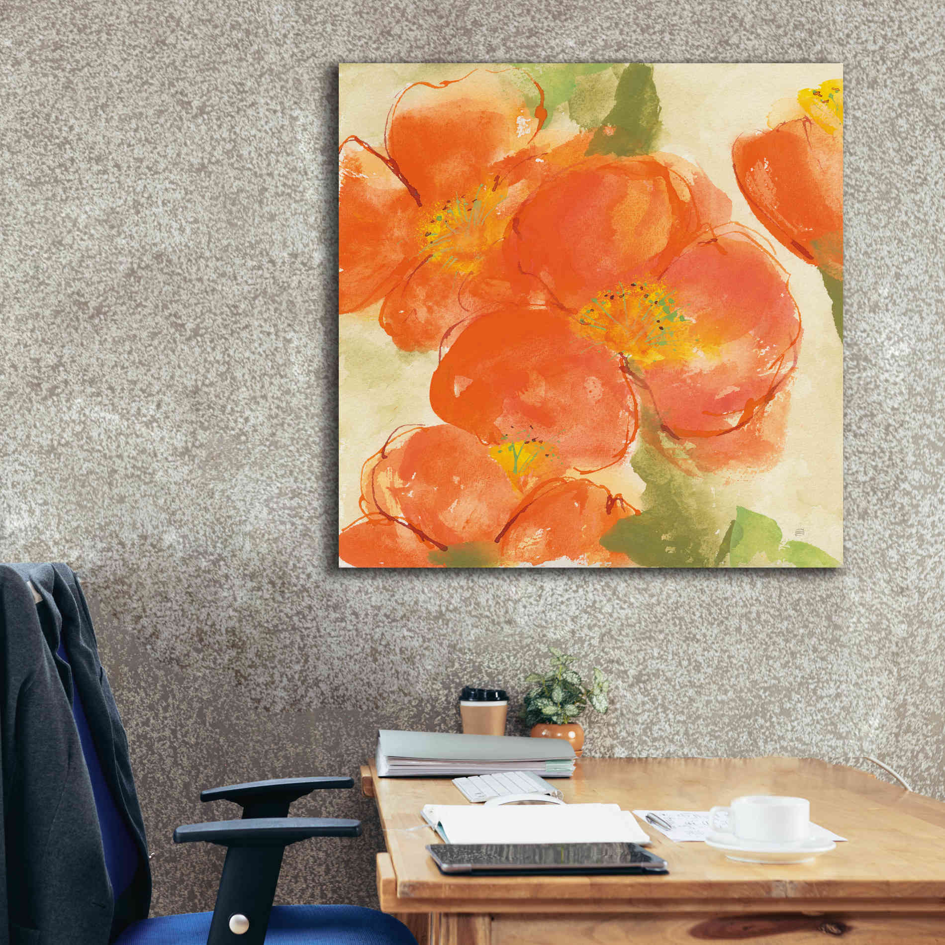 'Tangerine Poppies I' by Chris Paschke, Giclee Canvas Wall Art,37 x 37