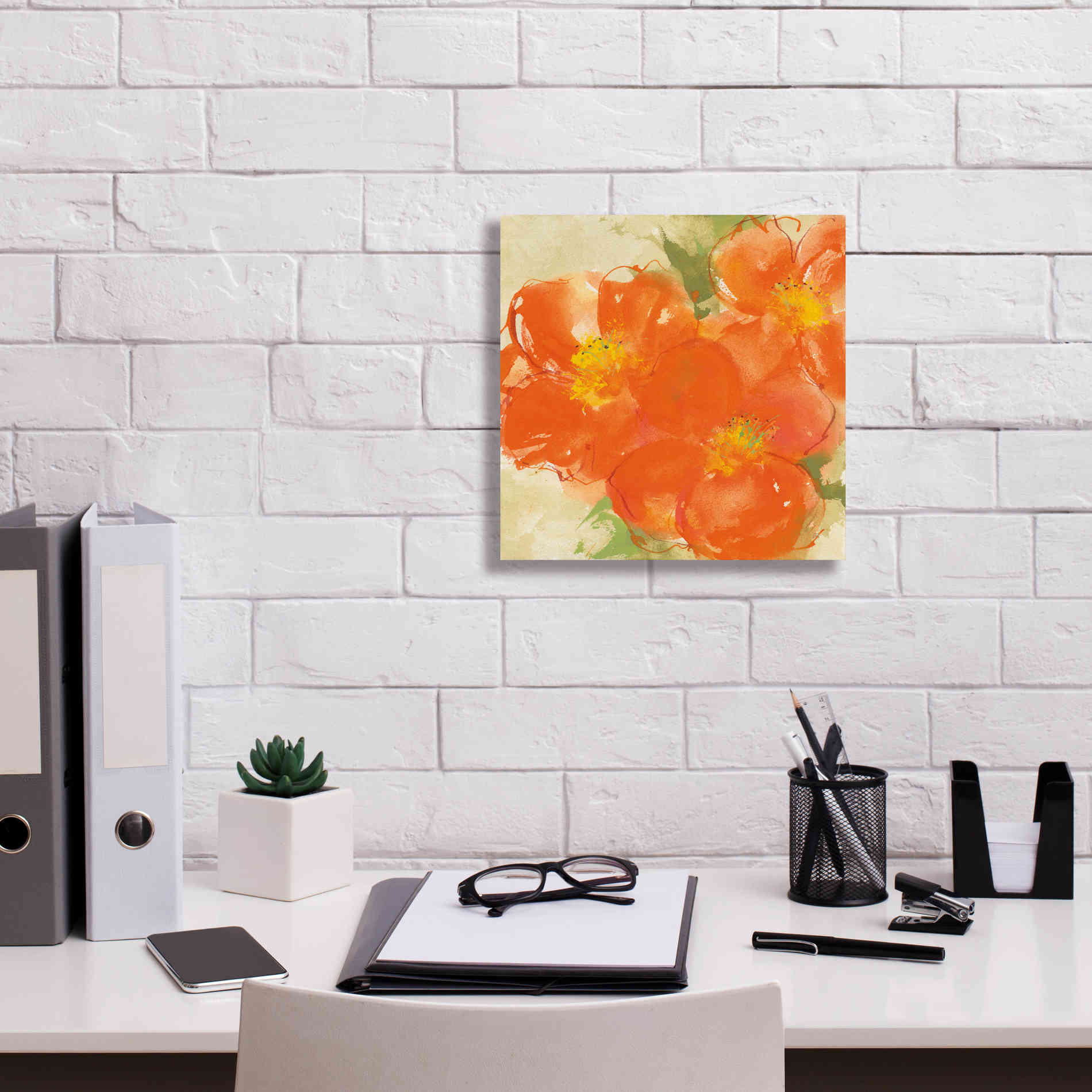 'Tangerine Poppies II' by Chris Paschke, Giclee Canvas Wall Art,12 x 12