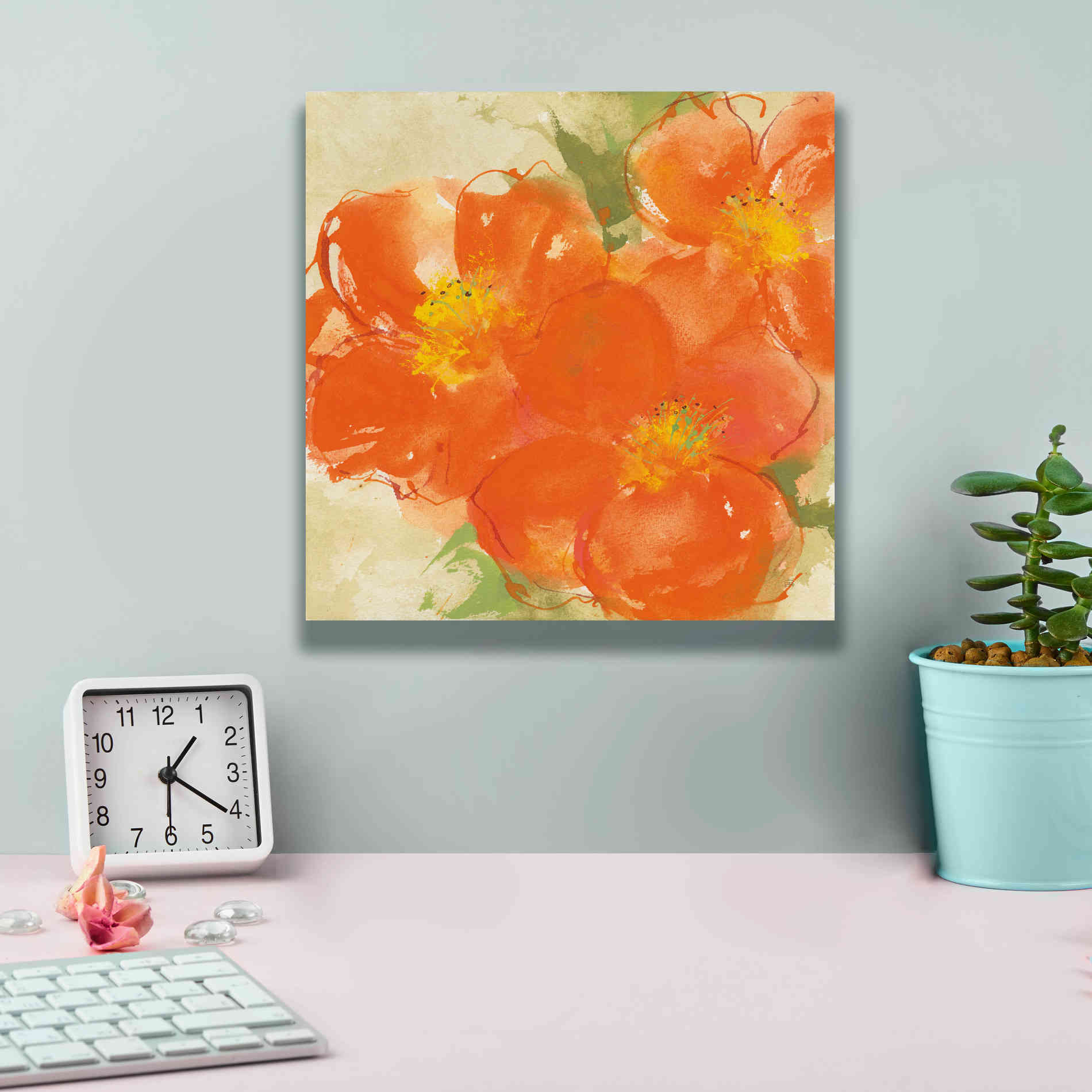 'Tangerine Poppies II' by Chris Paschke, Giclee Canvas Wall Art,12 x 12