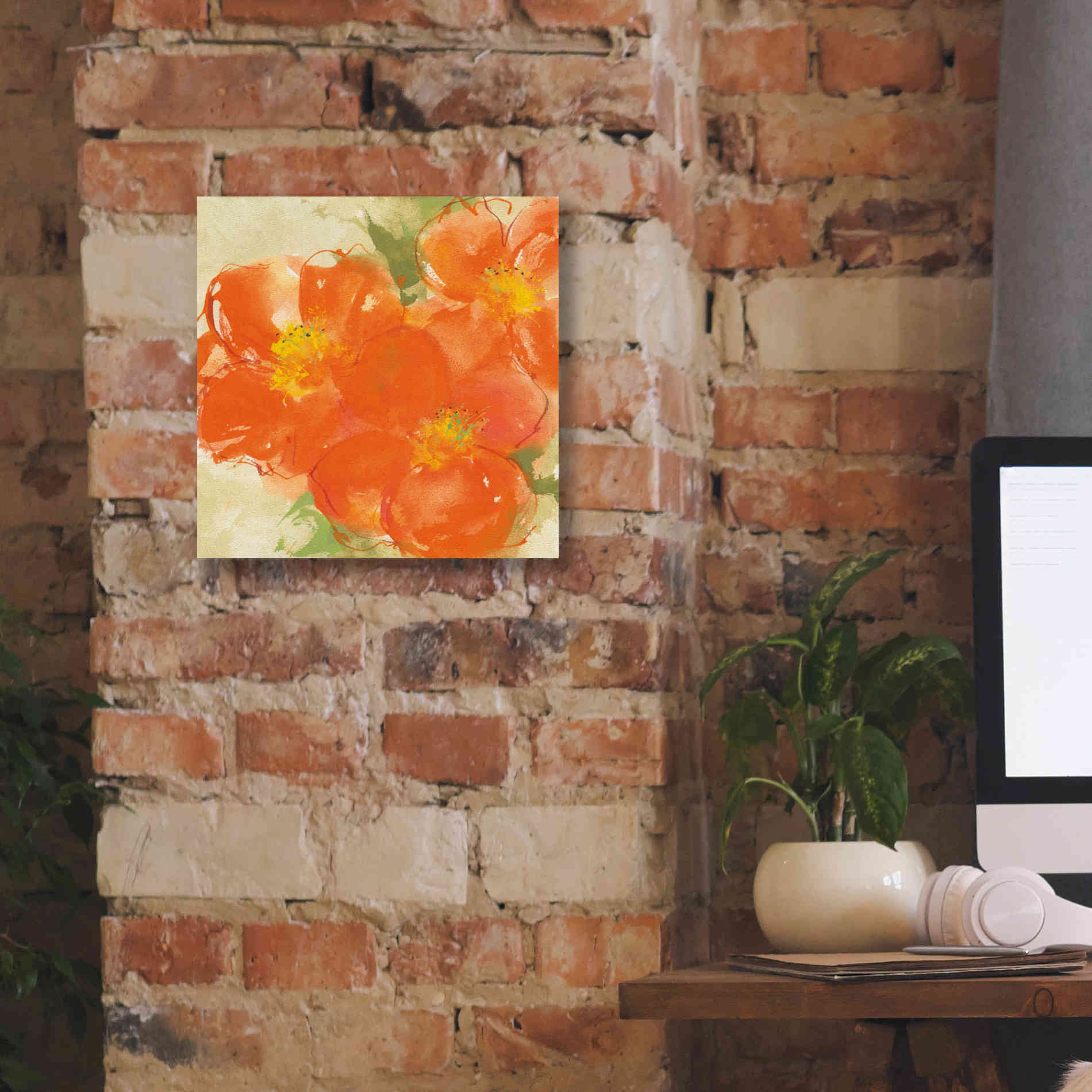 'Tangerine Poppies II' by Chris Paschke, Giclee Canvas Wall Art,12 x 12