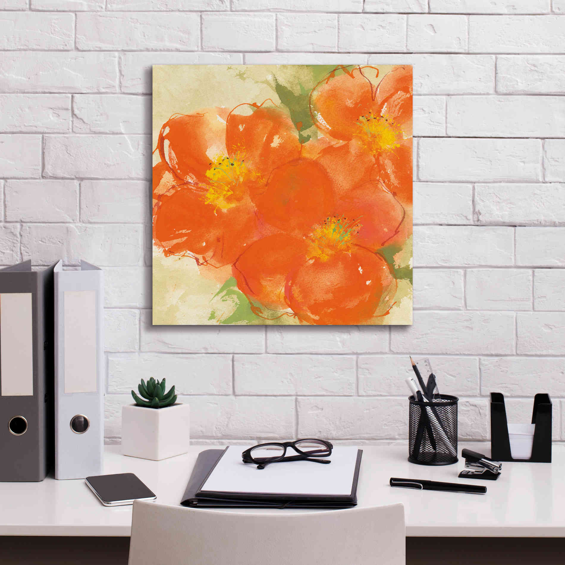 'Tangerine Poppies II' by Chris Paschke, Giclee Canvas Wall Art,18 x 18