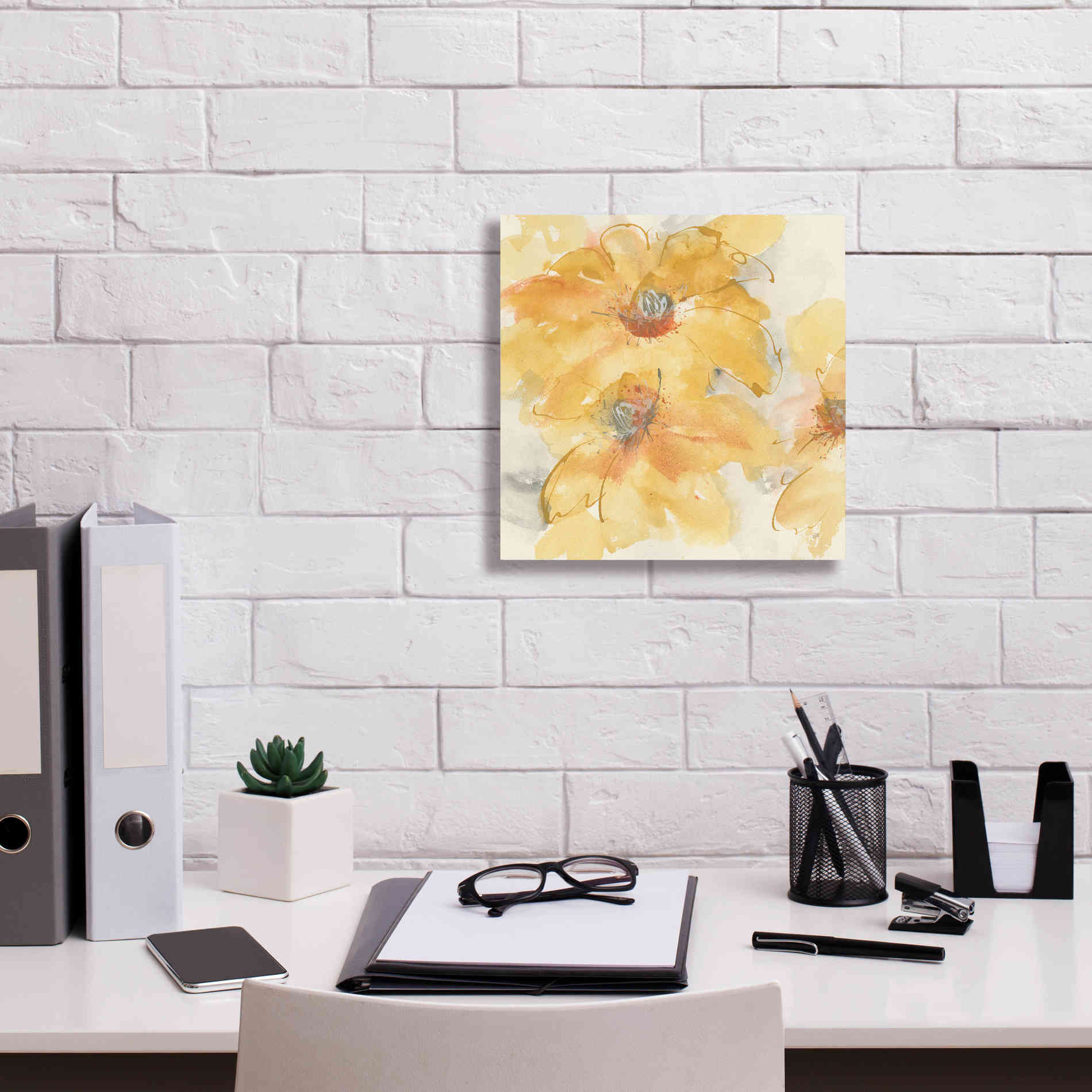 'Golden Clematis I' by Chris Paschke, Giclee Canvas Wall Art,12 x 12