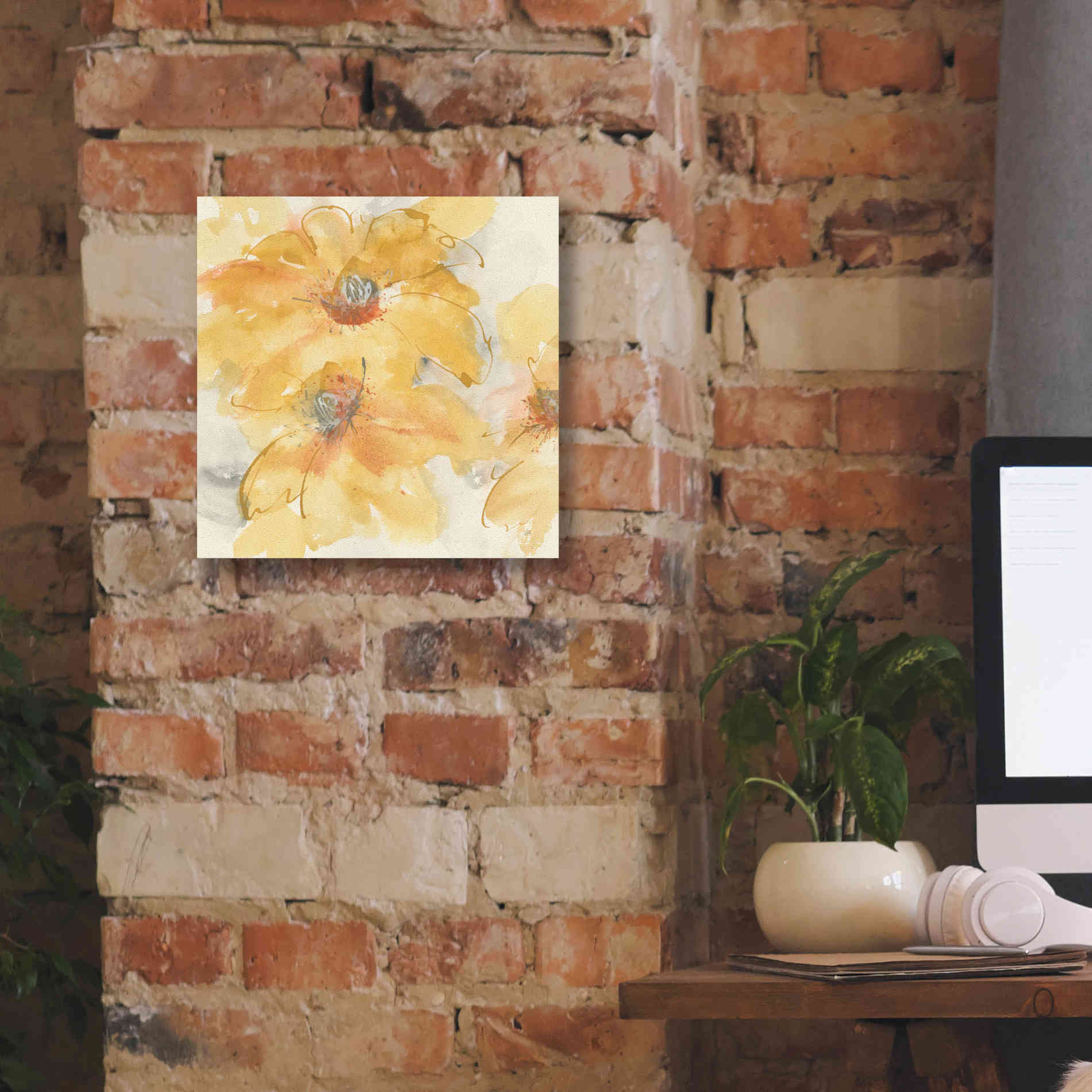 'Golden Clematis I' by Chris Paschke, Giclee Canvas Wall Art,12 x 12