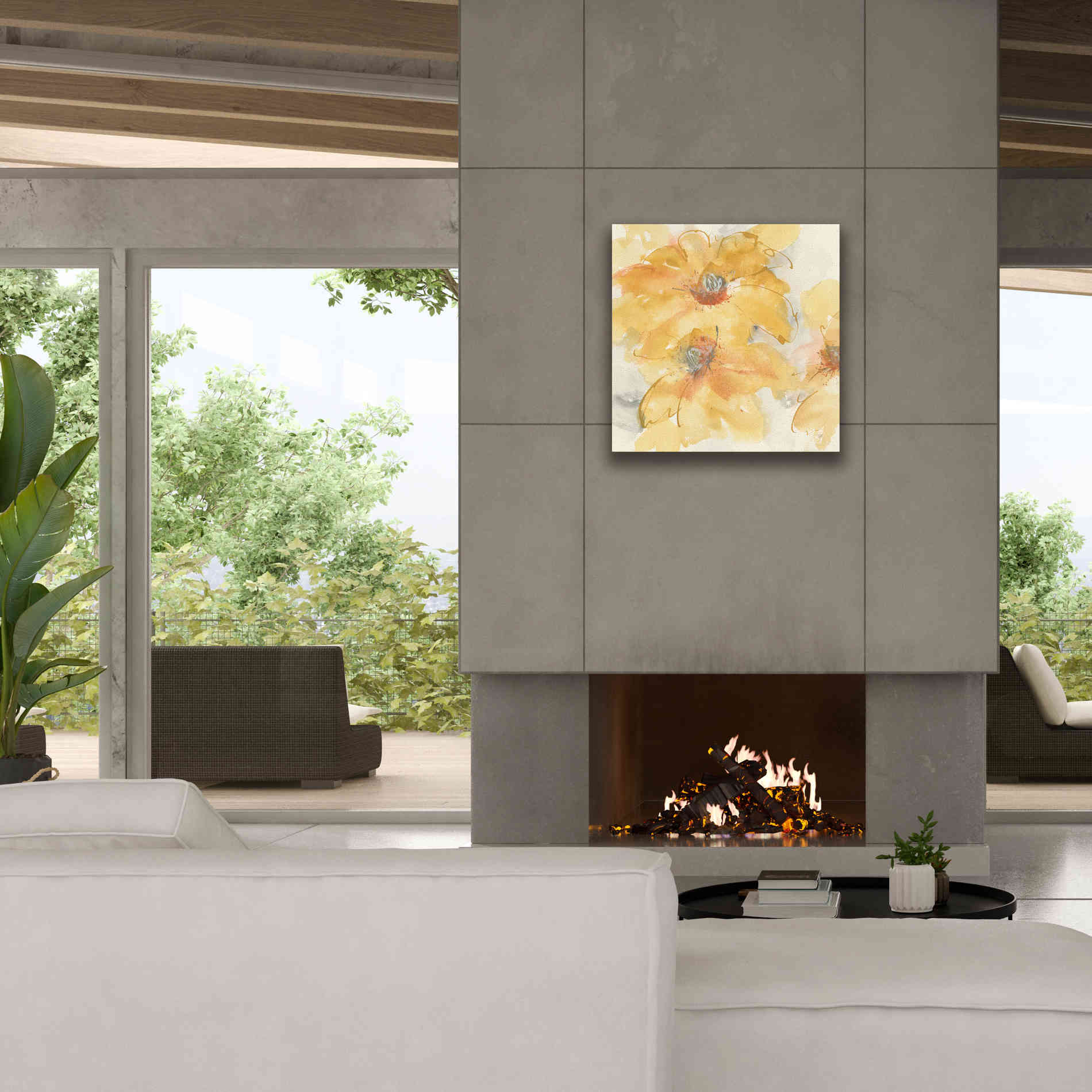 'Golden Clematis I' by Chris Paschke, Giclee Canvas Wall Art,26 x 26