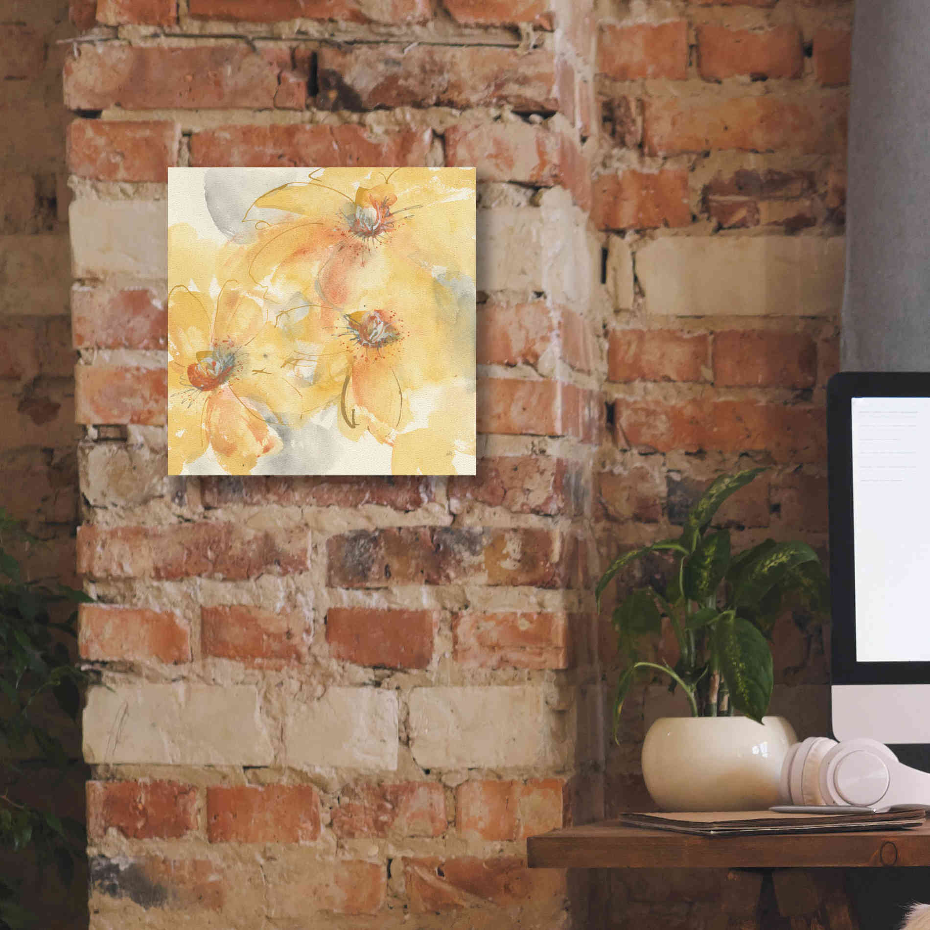 'Golden Clematis II' by Chris Paschke, Giclee Canvas Wall Art,12 x 12