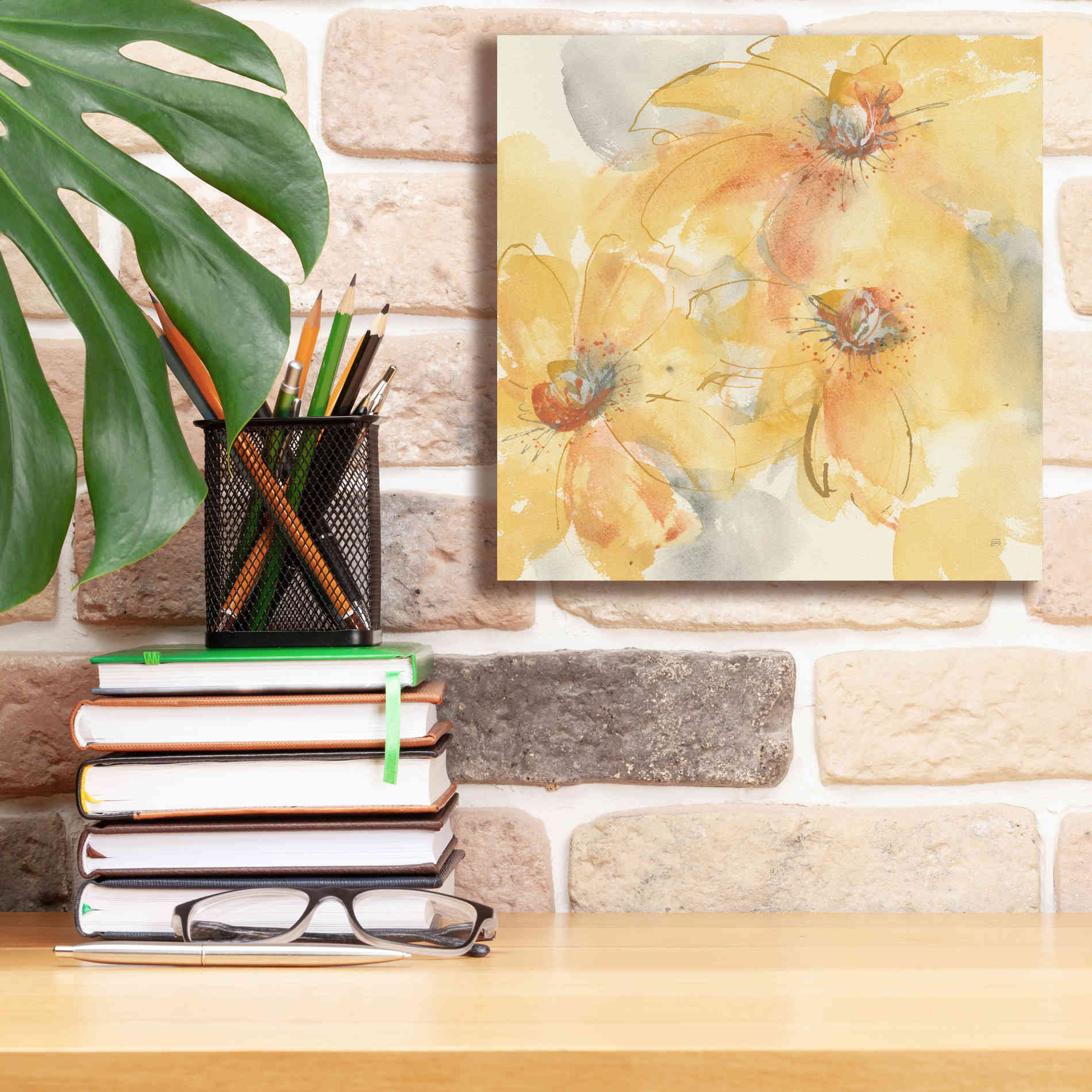 'Golden Clematis II' by Chris Paschke, Giclee Canvas Wall Art,12 x 12