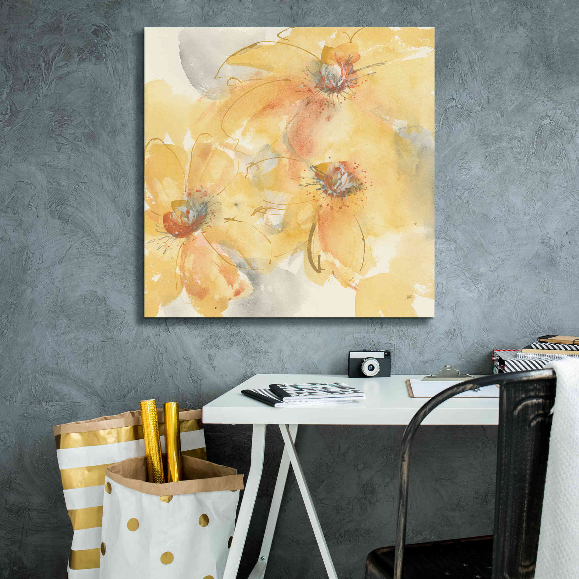 'Golden Clematis II' by Chris Paschke, Giclee Canvas Wall Art,26 x 26