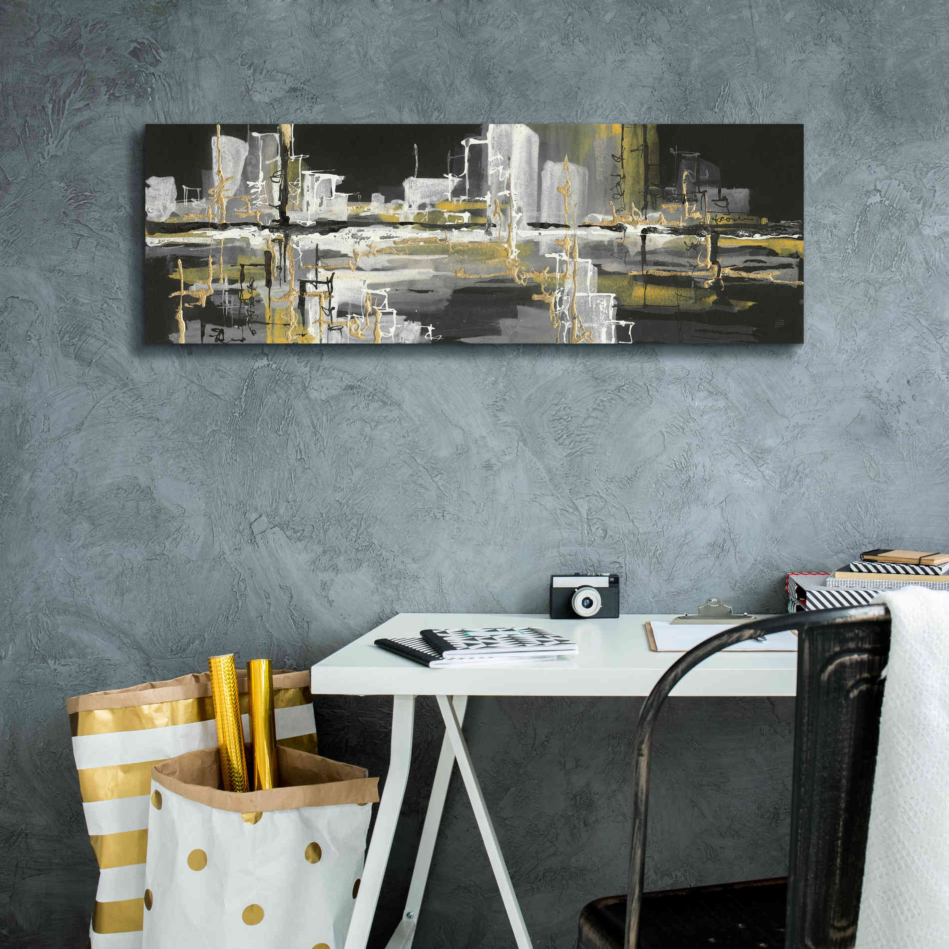 'Urban Gold III' by Chris Paschke, Giclee Canvas Wall Art,36 x 12
