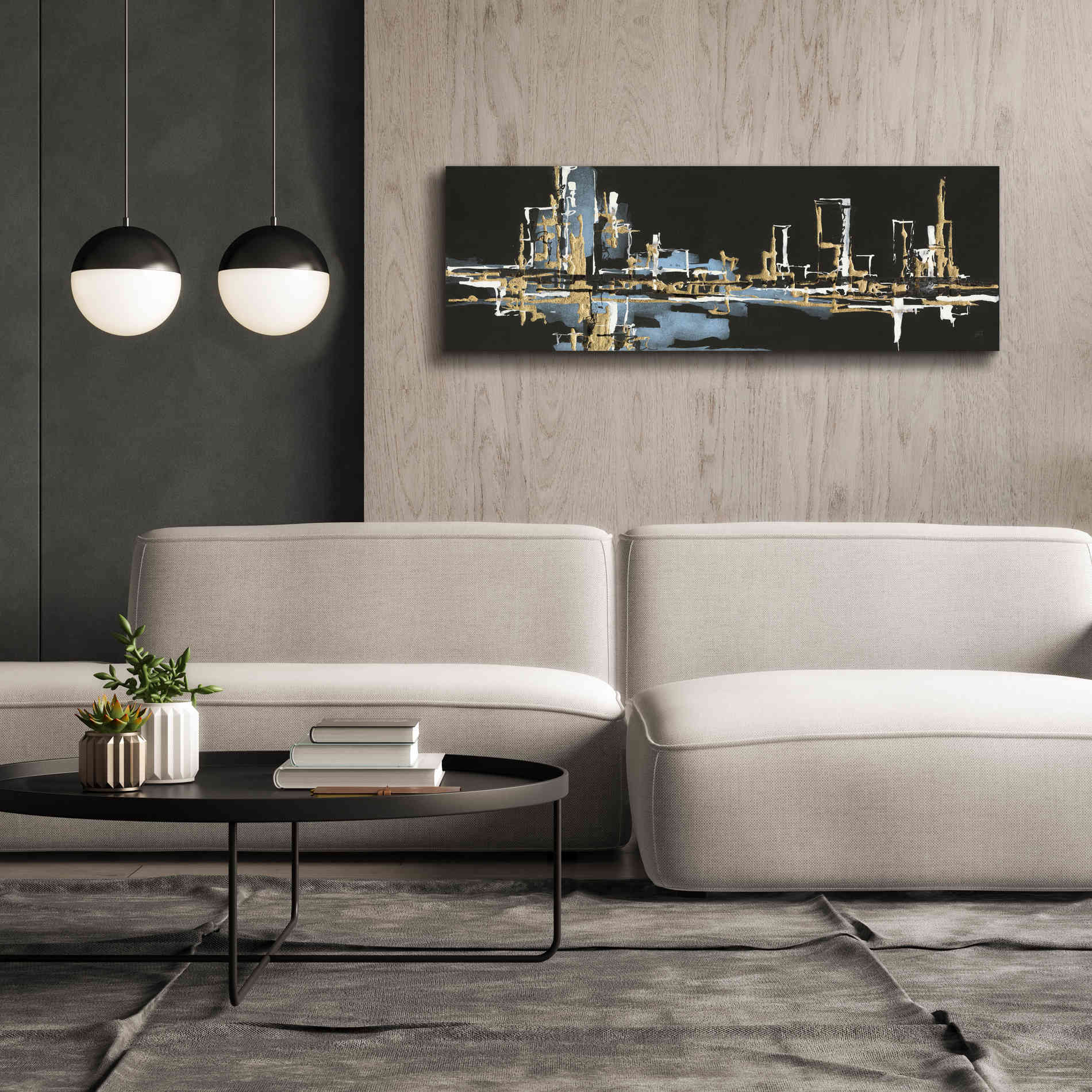 'Urban Gold VI' by Chris Paschke, Giclee Canvas Wall Art,60 x 20