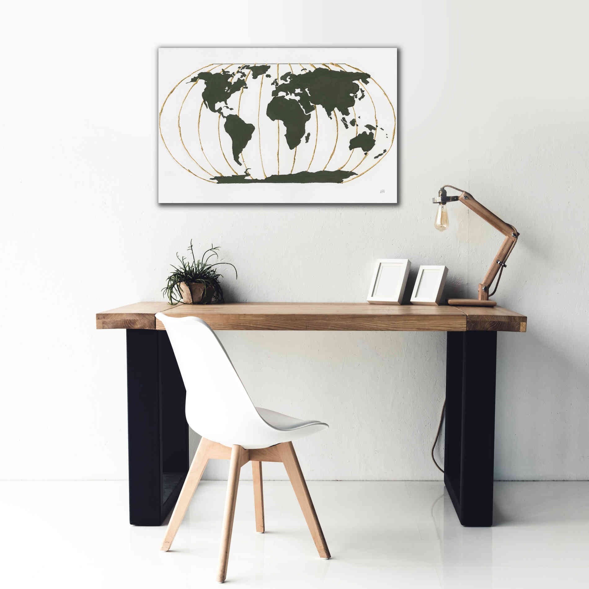 'World Map Gold Lines' by Chris Paschke, Giclee Canvas Wall Art,40 x 26