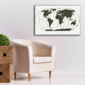 'World Map Gold Lines' by Chris Paschke, Giclee Canvas Wall Art,40 x 26
