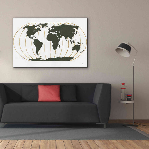 Image of 'World Map Gold Lines' by Chris Paschke, Giclee Canvas Wall Art,60 x 40