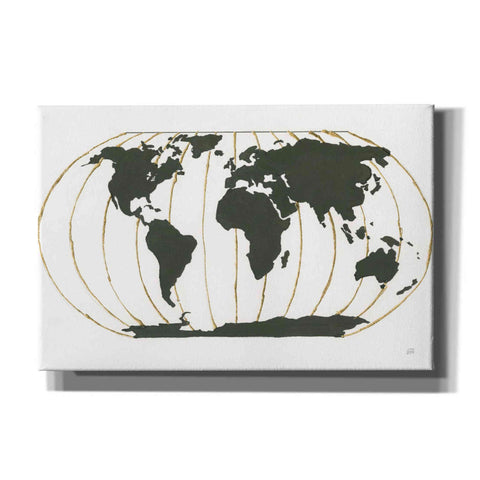 Image of 'World Map Gold Lines' by Chris Paschke, Giclee Canvas Wall Art