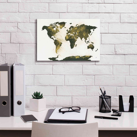 Image of 'World Map Gold Dust' by Chris Paschke, Giclee Canvas Wall Art,18 x 12