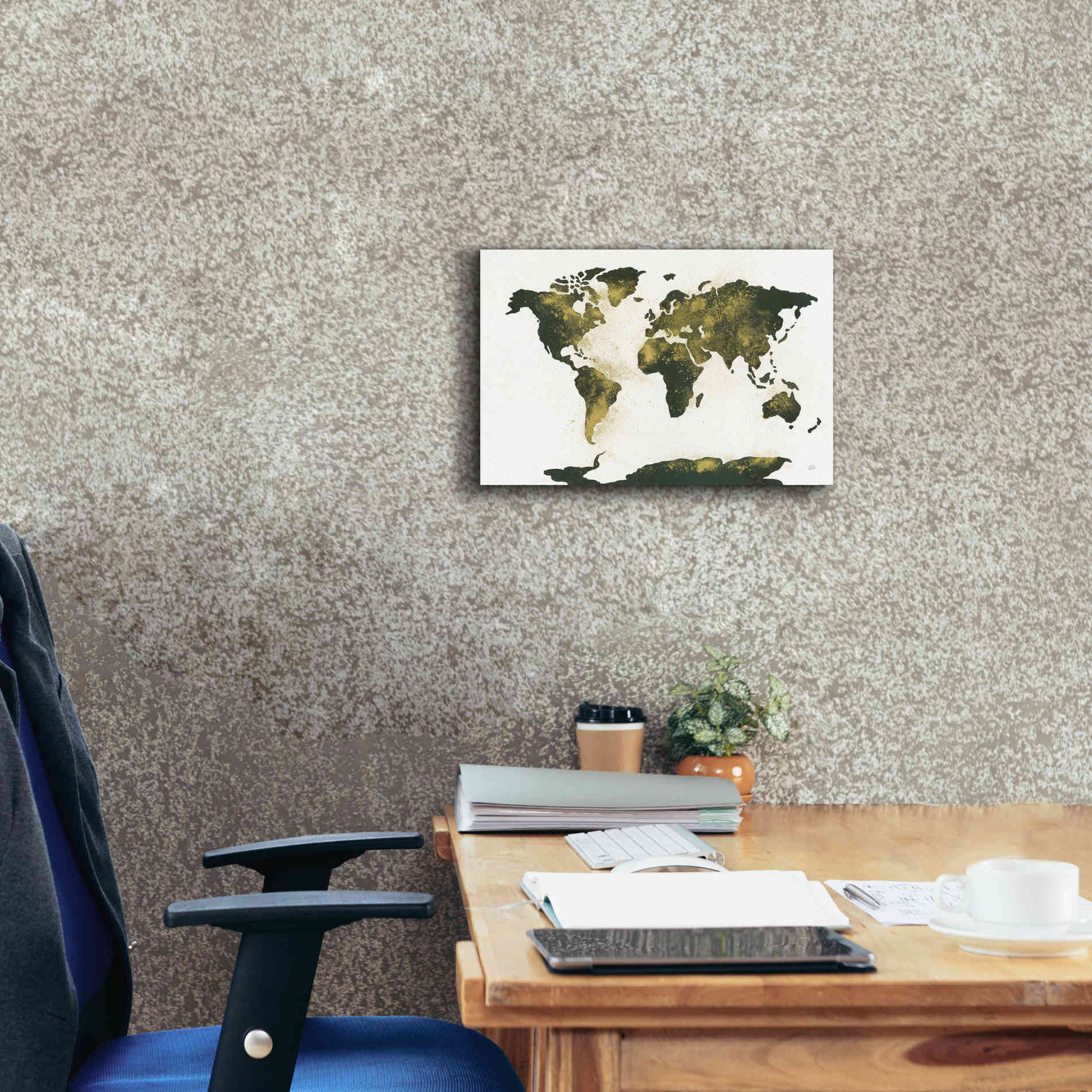 'World Map Gold Dust' by Chris Paschke, Giclee Canvas Wall Art,18 x 12