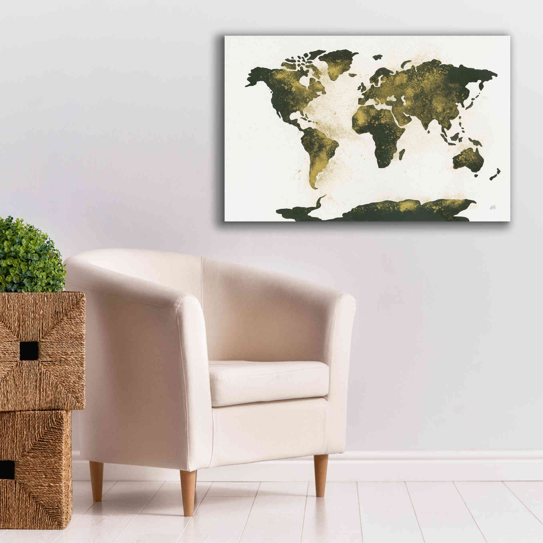 'World Map Gold Dust' by Chris Paschke, Giclee Canvas Wall Art,40 x 26