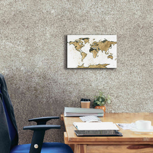 'World Map Gold Leaf' by Chris Paschke, Giclee Canvas Wall Art,18 x 12