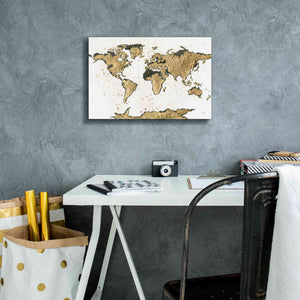 'World Map Gold Leaf' by Chris Paschke, Giclee Canvas Wall Art,18 x 12