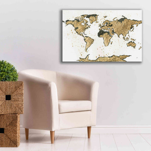 Image of 'World Map Gold Leaf' by Chris Paschke, Giclee Canvas Wall Art,40 x 26