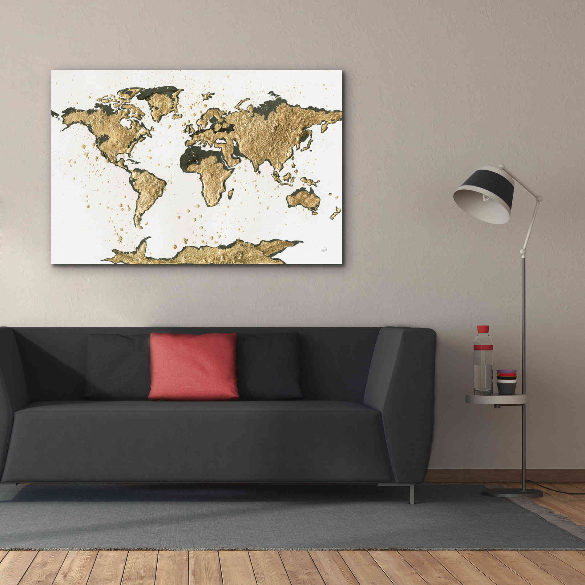 'World Map Gold Leaf' by Chris Paschke, Giclee Canvas Wall Art,60 x 40