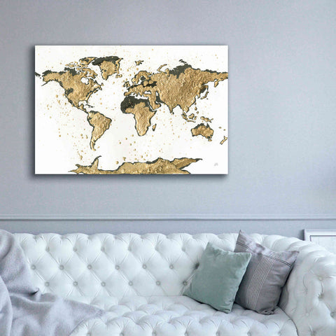 Image of 'World Map Gold Leaf' by Chris Paschke, Giclee Canvas Wall Art,60 x 40