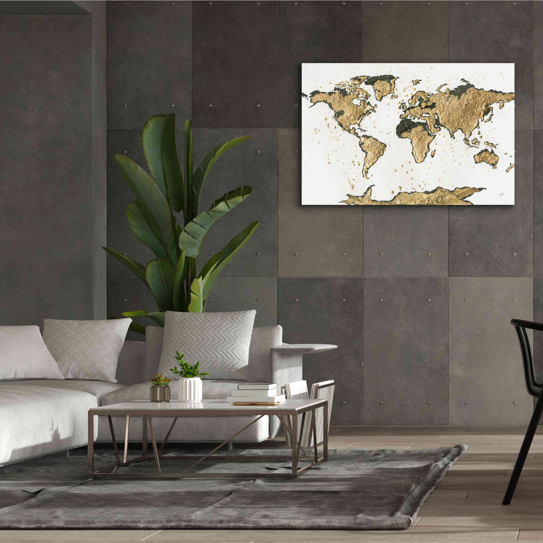 'World Map Gold Leaf' by Chris Paschke, Giclee Canvas Wall Art,60 x 40