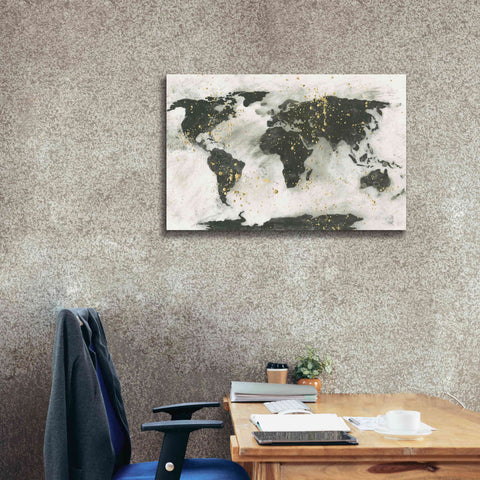 Image of 'World Map Gold Speckle' by Chris Paschke, Giclee Canvas Wall Art,40 x 26