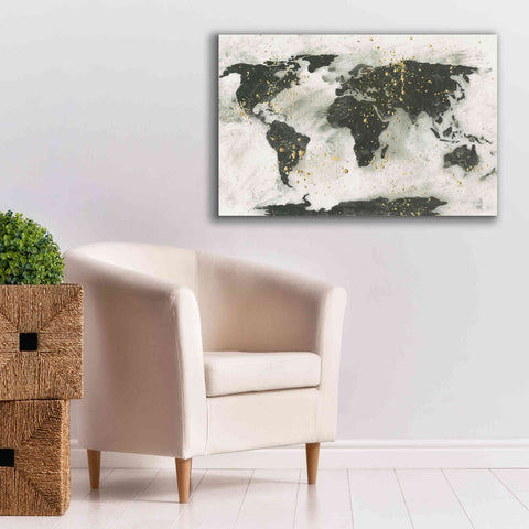 Image of 'World Map Gold Speckle' by Chris Paschke, Giclee Canvas Wall Art,40 x 26