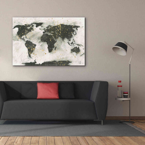 Image of 'World Map Gold Speckle' by Chris Paschke, Giclee Canvas Wall Art,60 x 40