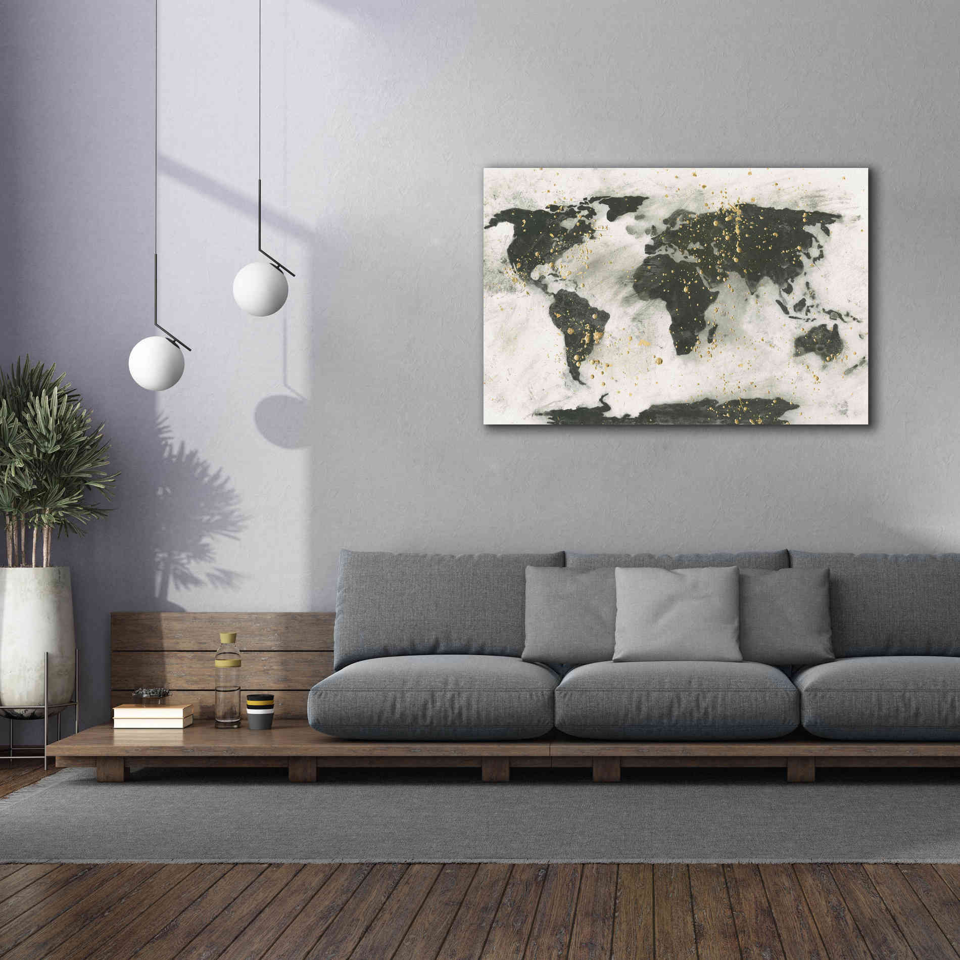'World Map Gold Speckle' by Chris Paschke, Giclee Canvas Wall Art,60 x 40