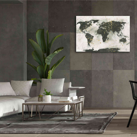 Image of 'World Map Gold Speckle' by Chris Paschke, Giclee Canvas Wall Art,60 x 40