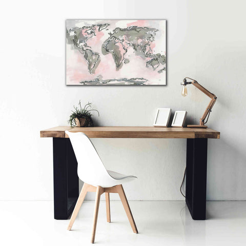 Image of 'World Map Blush' by Chris Paschke, Giclee Canvas Wall Art,40 x 26